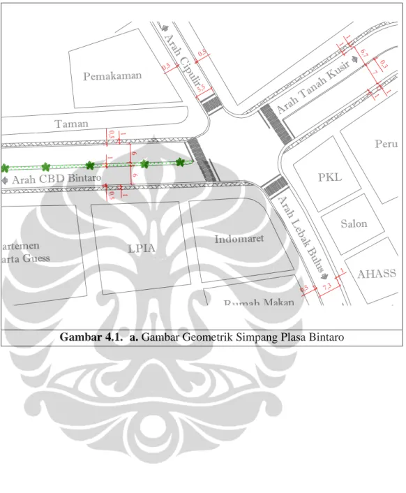 Gambar 4.1.  a. Gambar Geometrik Simpang Plasa Bintaro 