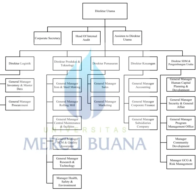 Gambar 4. 3 Struktur Organisasi Perusahaan  ( Sumber : Data PT Krakatau Steel (Persero), Tbk