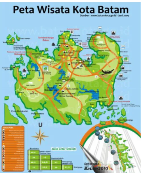 Gambar 1.1 Peta Wisata Kota Batam  Sumber : batam.go.id, 2017 