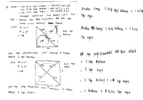 Gambar  5  menunjukkan  penyelesaian  tes  subjek  kedua  (S2)  pada  masalah  pertama