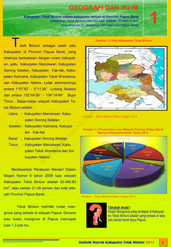Gambar 1.2 Persentase Luas Wilayah Provinsi Papua Barat  Menurut Kabupaten/Kota Tahun 2013 