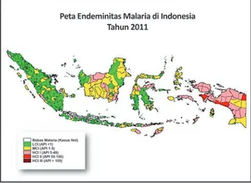 Gambar 1. Peta Endemisitas Malaria di Indonesia Tahun 2011 