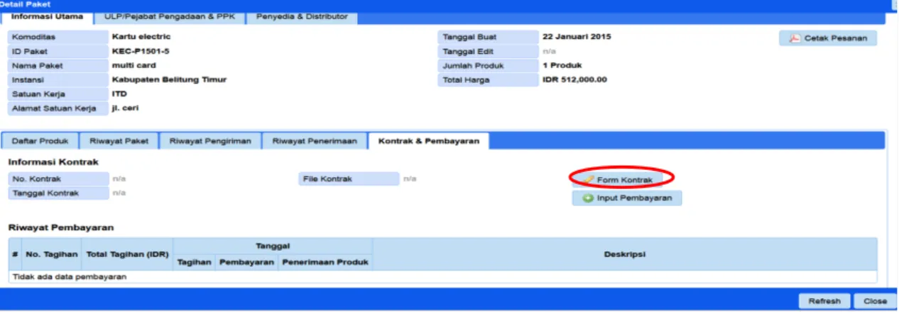 Gambar	
  halaman	
  Detail	
  Paket	
  –	
  tab	
  Kontrak	
  &amp;	
  Pembayaran	
  