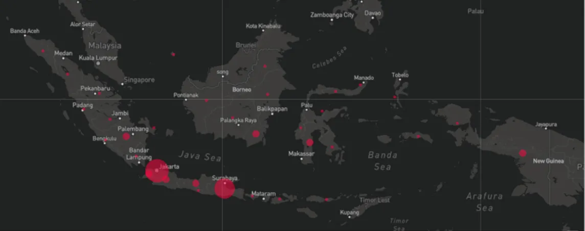 Gambar 2. Peta sebaran kasus Covid19 di Indonesia [6]