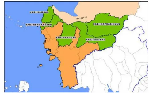 Gambar 6 Peta Daerah Perbatasan di Kalimantan Barat. 