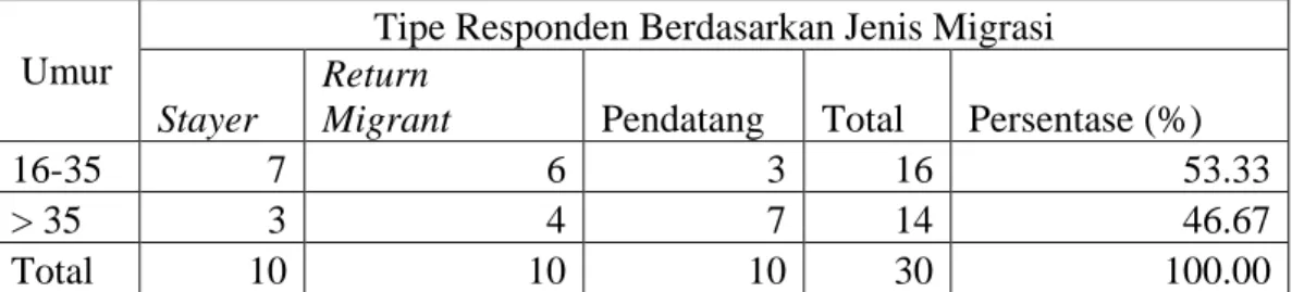 Tabel 7. Karakteristik Umur Responden di Desa Karacak Tahun 2010 