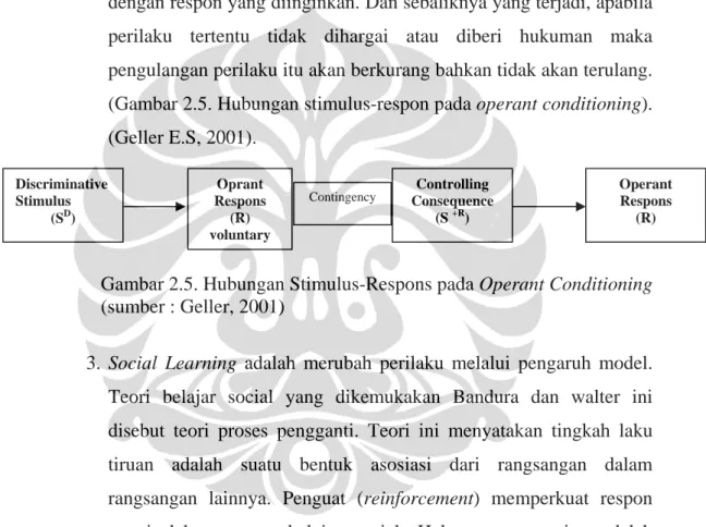 Gambar 2.5. Hubungan Stimulus-Respons pada Operant Conditioning   (sumber : Geller, 2001) 