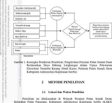 Gambar 1.  Kerangka Pemikiran Penelitian: Pengelolaan Perairan Pulau Semak Daun 
