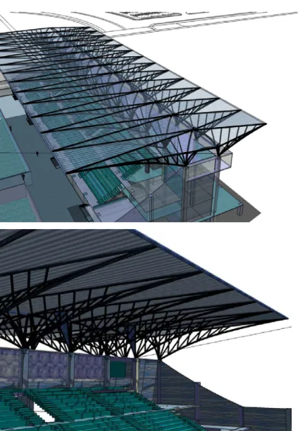 Gambar 40. Bentuk  struktur atap dari atas  Sumber: Pribadi