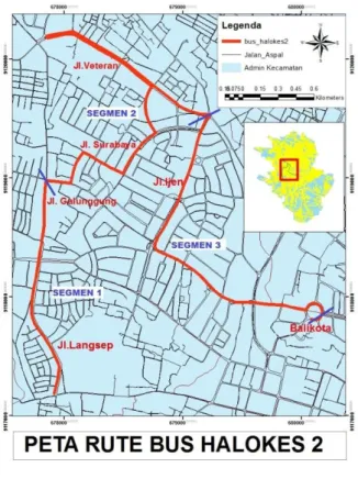 Gambar 2.  Peta Rute Dan Segmen Bus 2