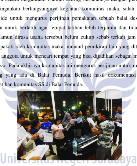 Gambar 1. Proses latihan SS di Balai Pemuda Surabaya. (Doc. Komunitas). 