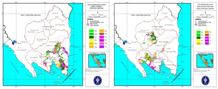 Gambar 5. Peta kelas kesesuaian lahan untuk tanaman basis kacang hijau di Provinsi Lampung 