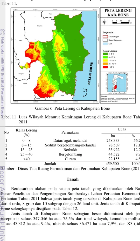 Gambar 6  Peta Lereng di Kabupaten Bone 