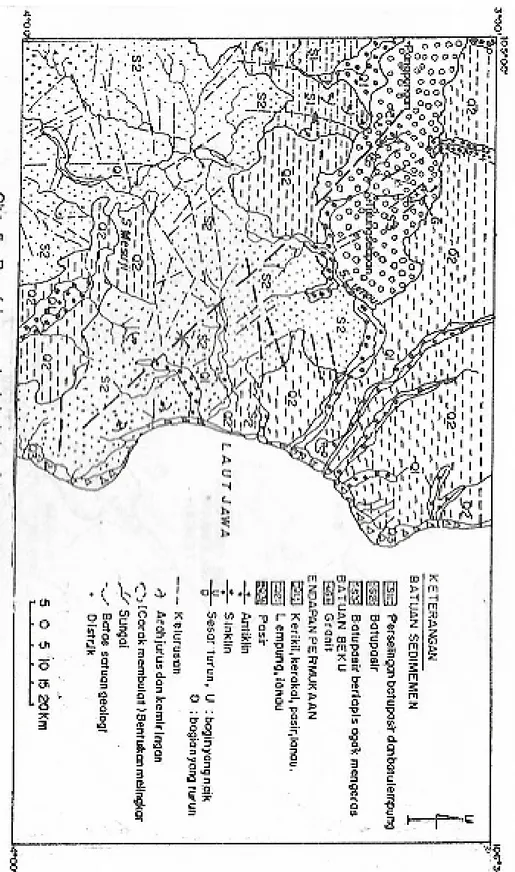 Gambar 2.3 Peta Geologi Lembar Tulungselapan  (PPPG, 1993) 