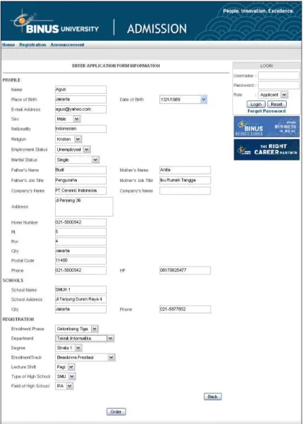 Gambar 4.23 Layar Enter Application Form Information 