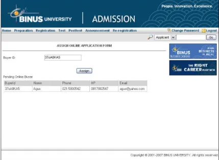 Gambar 4.24 Layar Assign Online Application Form 