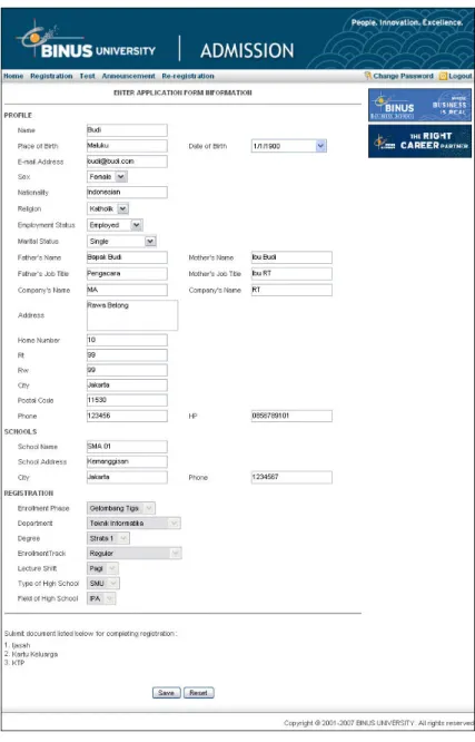 Gambar 4.26 Layar Enter Application Form Information 