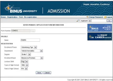 Gambar 4.27 Layar Enter Primary Application Form Information 