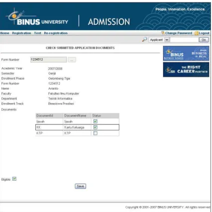 Gambar 4.29 Layar Check Submitted Application Documents 