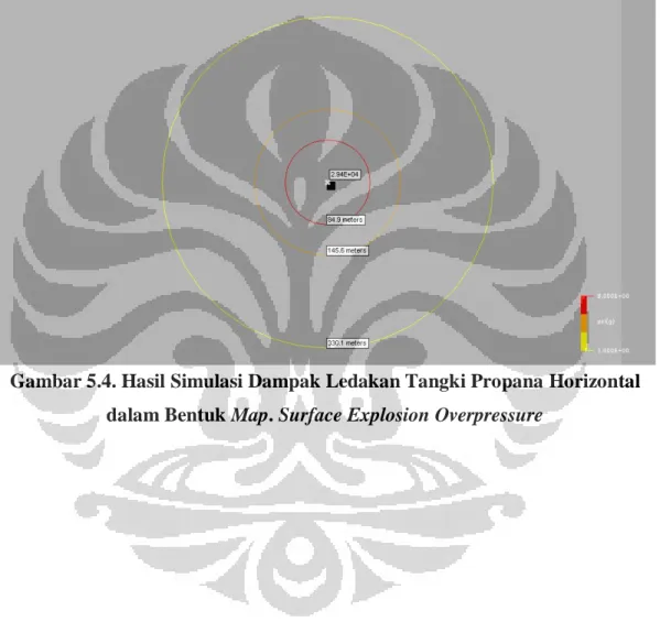 Gambar 5.4. Hasil Simulasi Dampak Ledakan Tangki Propana Horizontal  dalam Bentuk Map
