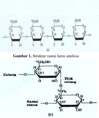 Gambar 1. Struktur rantai lurus amilosa 