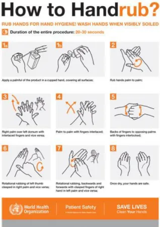 Gambar 2 Tata Cara Penggunaan Hand Sanitizer Menurut WHO  (WHO, 2009) 