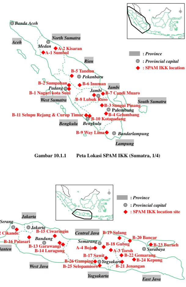 Gambar 10.1.1  Peta Lokasi SPAM IKK (Sumatra, 1/4) 