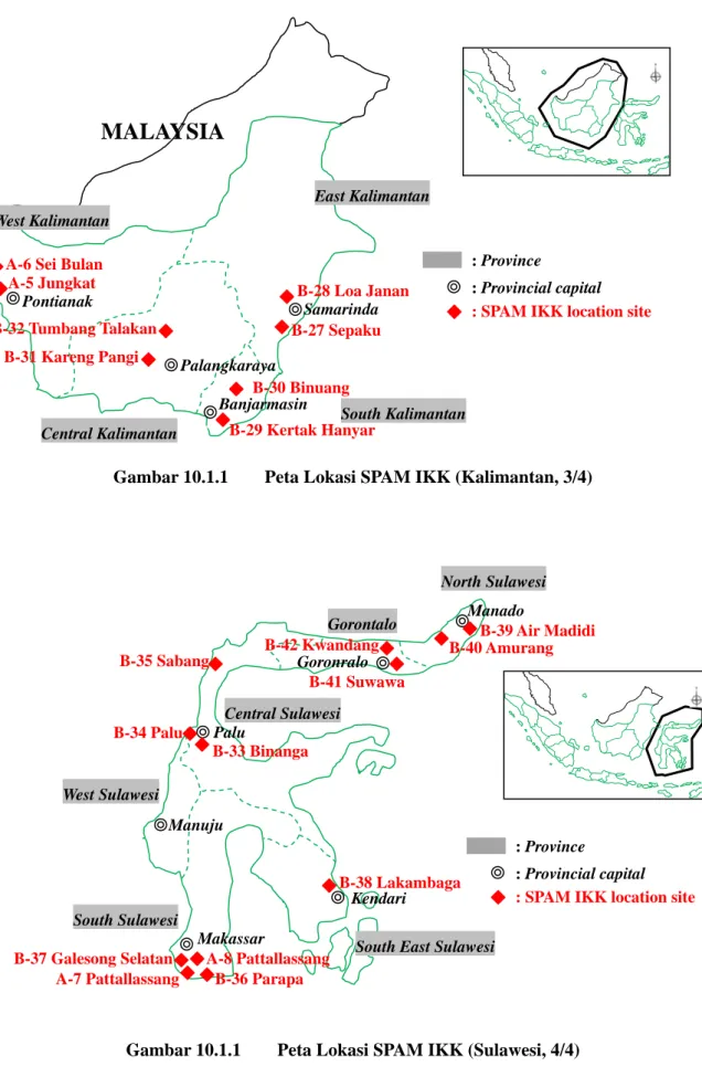 Gambar 10.1.1  Peta Lokasi SPAM IKK (Kalimantan, 3/4) 