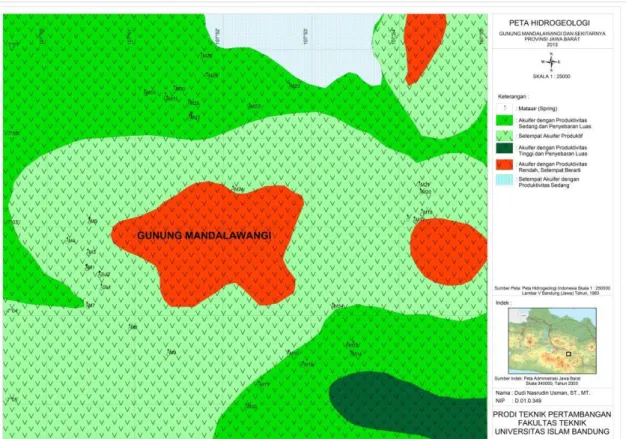 Gambar 5. Peta Lokasi Mataair di Gunung Mandalawangi  (Sumber : Dudi Nasrudin, 2013) 