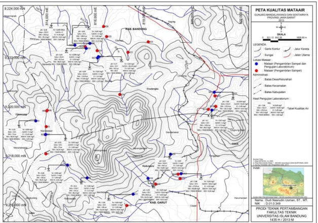 Gambar 6. Peta Lokasi Mataair di Gunung Mandalawangi  (Sumber : Nasrudin D, 2013) 