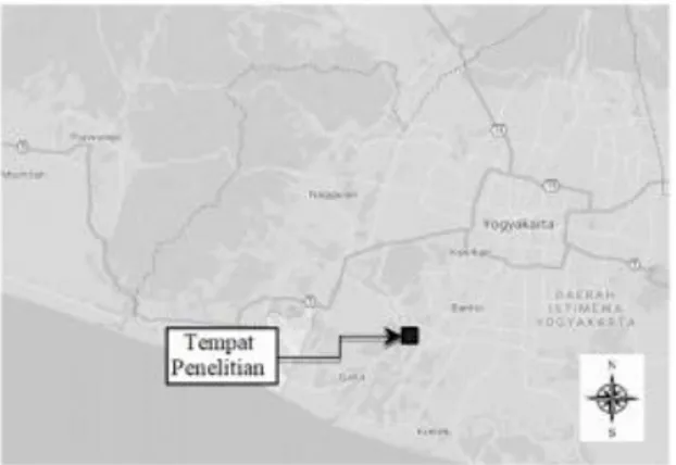 Gambar  1.  Lokasi  tegakan  Jati  Unggul  Nusantara  di  Kecamatan  Panjatan,  Kabupaten  Kulonprogo,  Daerah  Istimewa  Yogyakarta,  Indonesia  (7  °  54'49,3  &#34;S; 