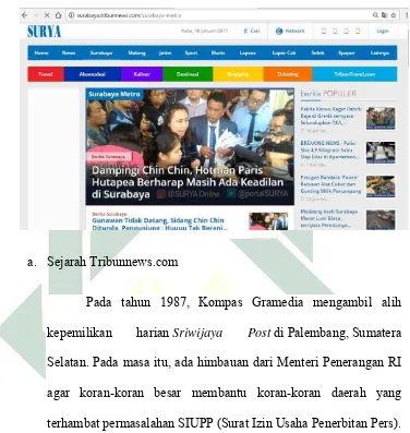 Gambar 1.1. Situs Surabaya.tribunnews.com 
