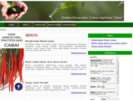 Gambar 2. Sistem konsutasi on-line agribisnis cabai besar merah yang bisa  diakses melalui note-book/komputer atau melalui handphone/smartphone