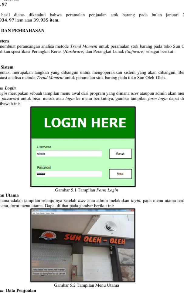 Gambar 5.1 Tampilan Form Login  Tampilan Menu Utama 