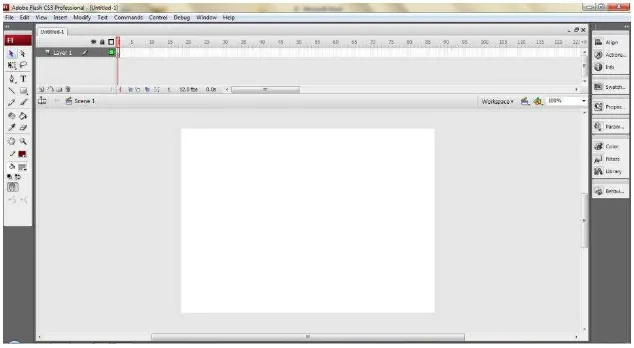 Gambar 2.2 Tampilan Area Kerja Adobe Flash 