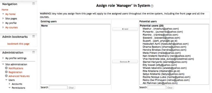 Gambar 5.  Halaman pengubahan untuk menetapkan status “Manager”. 