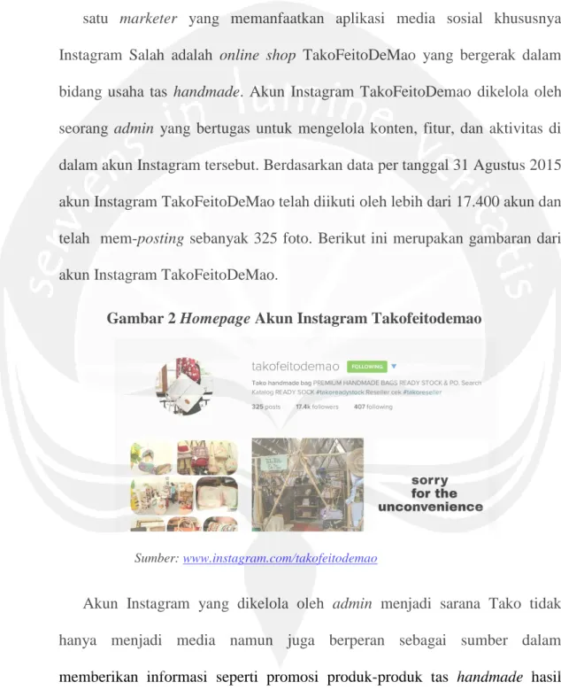 Gambar 2 Homepage Akun Instagram Takofeitodemao 