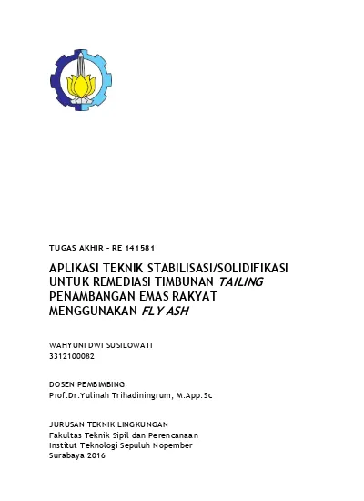 APLIKASI TEKNIK STABILISASI/SOLIDIFIKASI UNTUK REMEDIASI TIMBUNAN ...