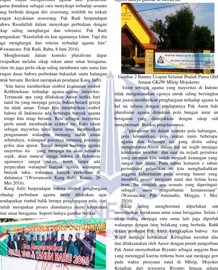Gambar 1 Banner Pernyataan Banser Mengamankan  Natal 