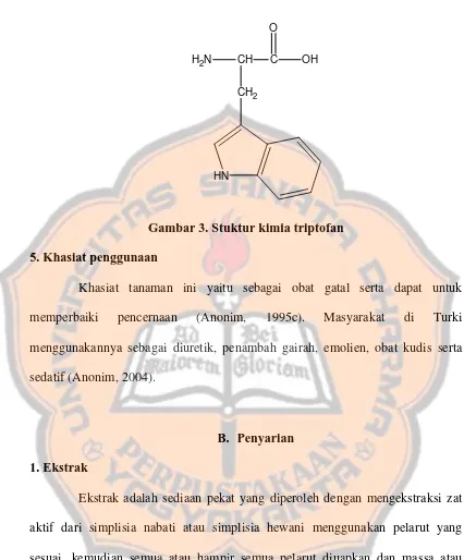 Gambar 3. Stuktur kimia triptofan  