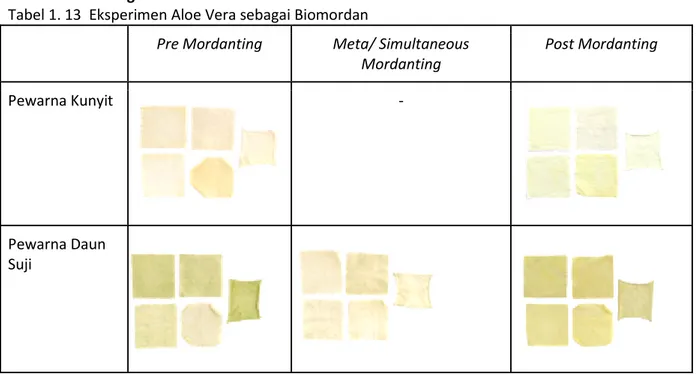 Tabel 1. 13  Eksperimen Aloe Vera sebagai Biomordan 