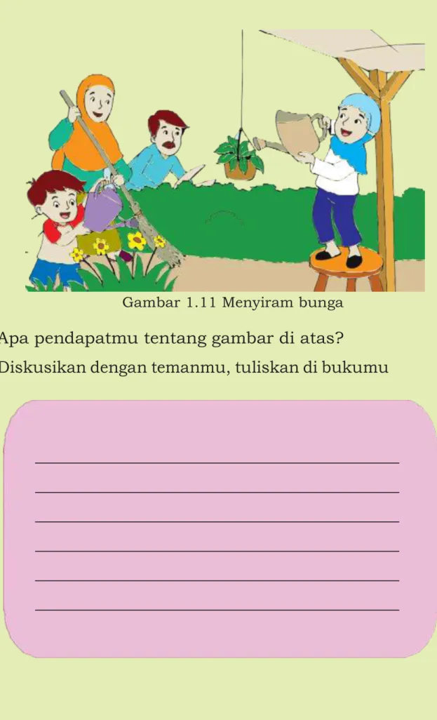 Gambar 1.11 Menyiram bunga 