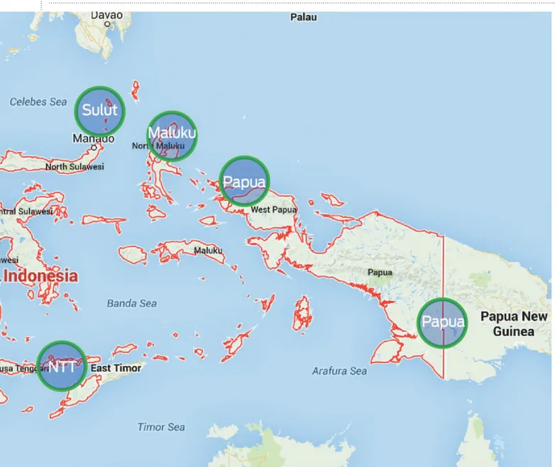 Gambar 1. Peta Lokasi Provinsi Perbatasan Indonesia