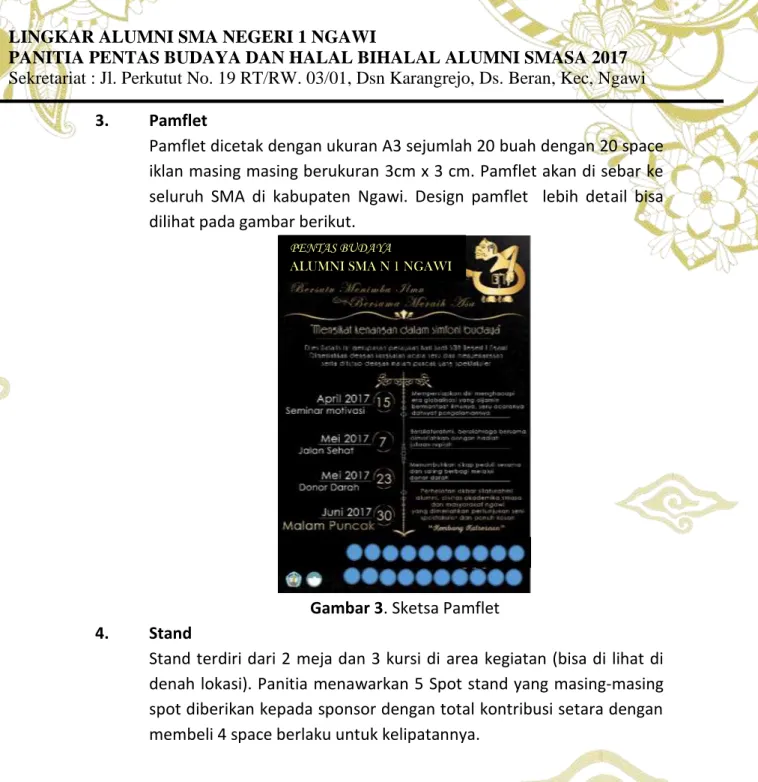 Gambar 3. Sketsa Pamflet  4.  Stand 