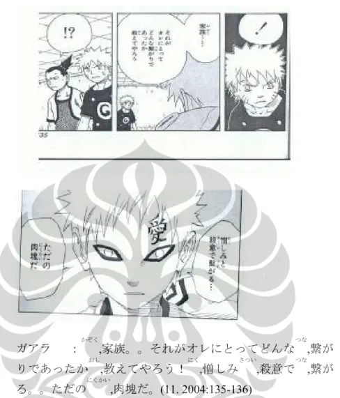 Gambar 20  ガアラ  ： かぞく ,家族。。それがオレにとってどんな つな ,繋が りであったか おし ,教えてやろう！ にく ,憎しみ さつい ,殺意で つな ,繋が る。。ただの にくかい ,肉塊だ。(11