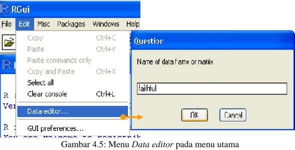 Gambar 4.5: Menu Data editor pada menu utama 