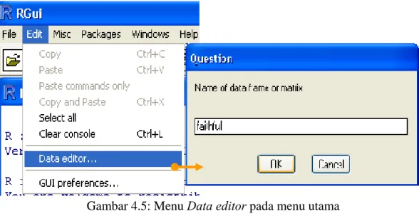 Gambar 4.5: Menu Data editor pada menu utama 