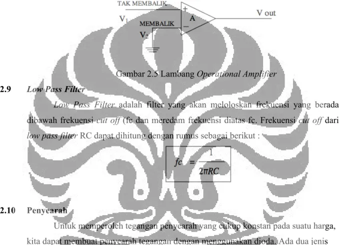Gambar 2.5 Lambang Operational Amplifier  2.9   Low Pass Filter 