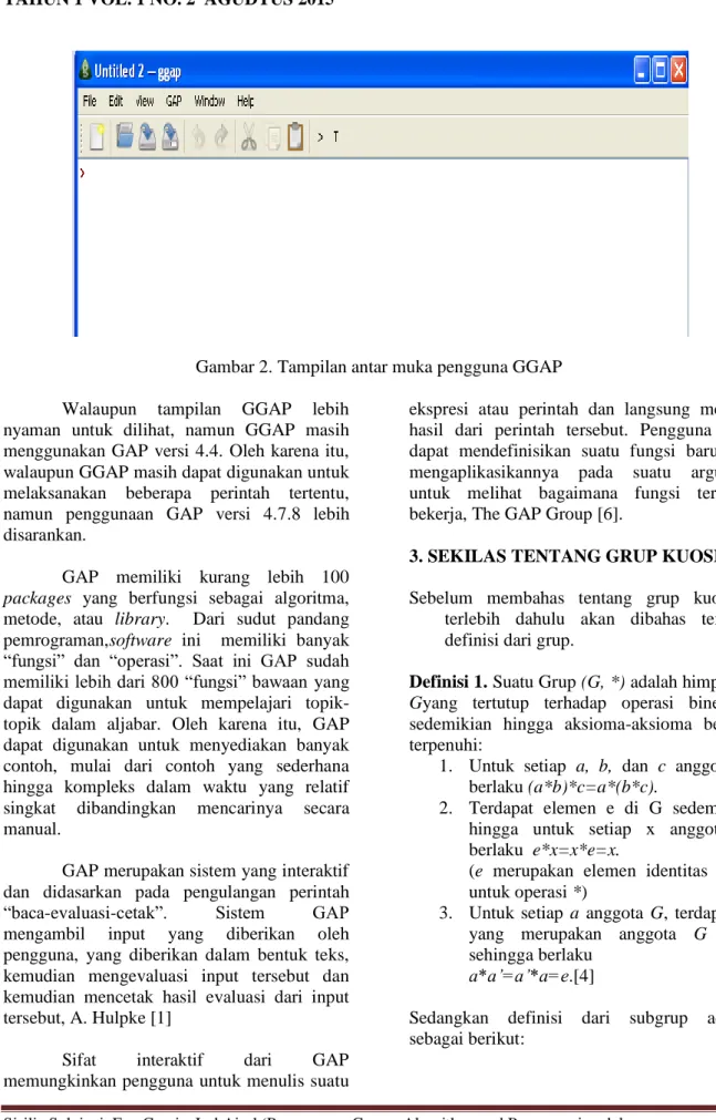 Gambar 2. Tampilan antar muka pengguna GGAP 