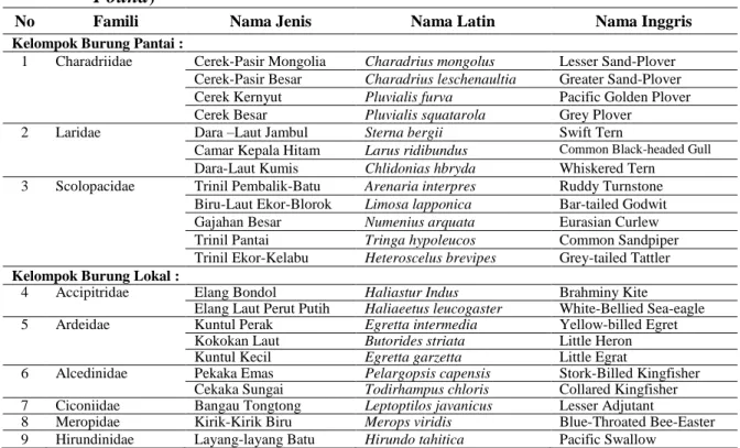 Tabel  1.  Daftar  Jenis-Jenis  Burung  yang  Ditemukan  (The  List  Of  Bird  Species  Found) 